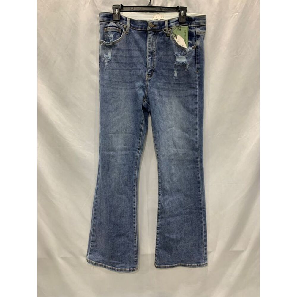 Saige Mid Rise Tummy Control Bootcut Jeans Blue